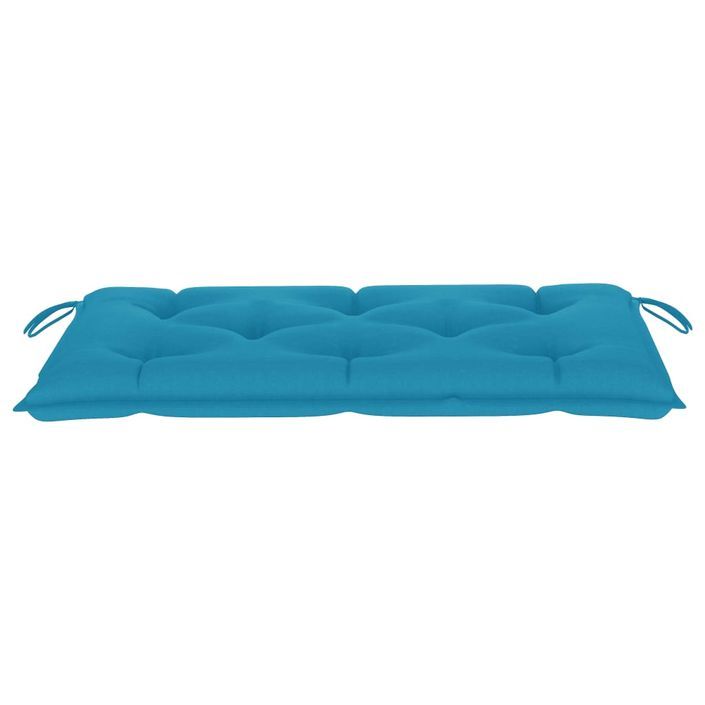 Banc de jardin avec coussin bleu clair 112 cm Bois de teck - Photo n°8