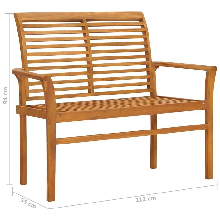 Banc de jardin avec coussin bleu clair 112 cm Bois de teck - Photo n°10