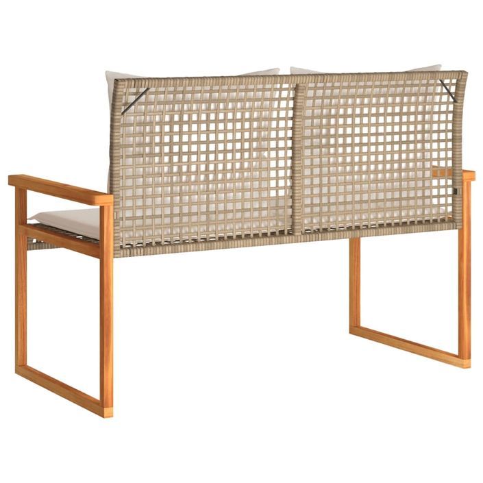 Banc de jardin avec coussin mélange beige résine tressée acacia - Photo n°6