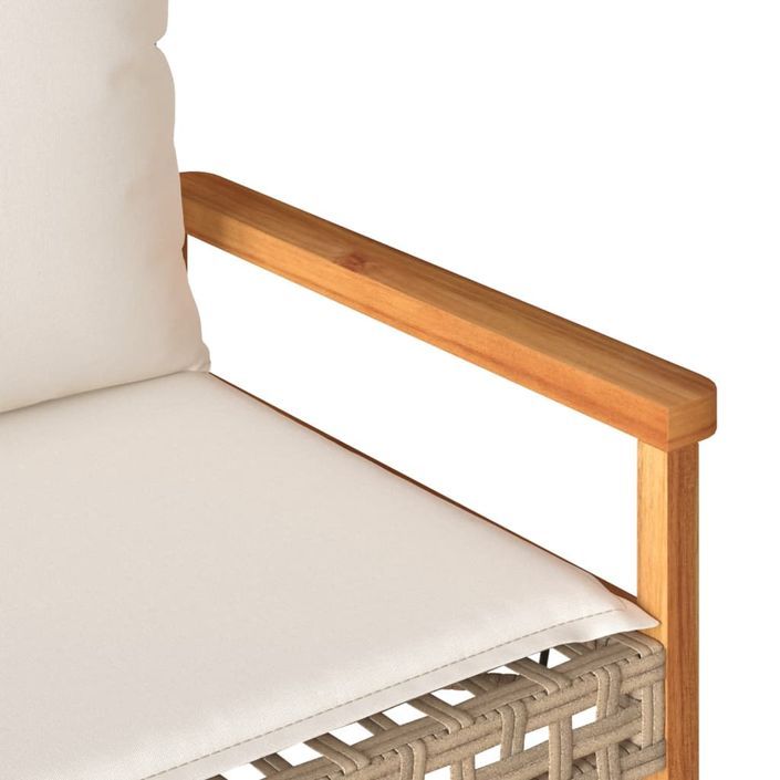 Banc de jardin avec coussin mélange beige résine tressée acacia - Photo n°7