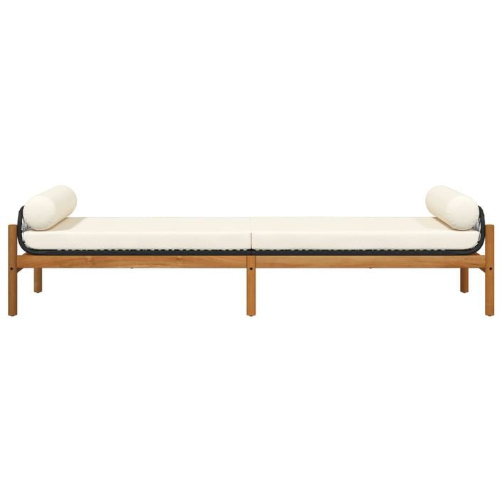 Banc de jardin avec coussin noir résine tressée acacia - Photo n°4