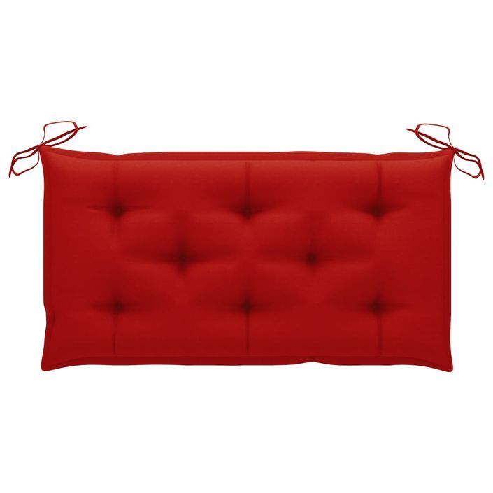 Banc de jardin avec coussin rouge 112 cm Bois de teck massif 2 - Photo n°6