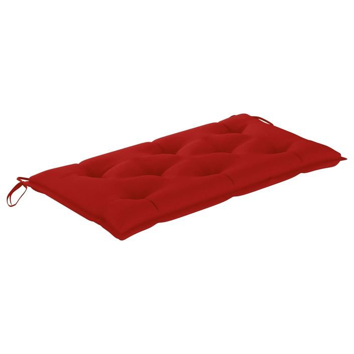 Banc de jardin avec coussin rouge 112 cm Bois de teck massif 2 - Photo n°7