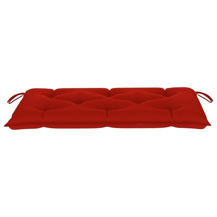 Banc de jardin avec coussin rouge 112 cm Bois de teck massif 2 - Photo n°8