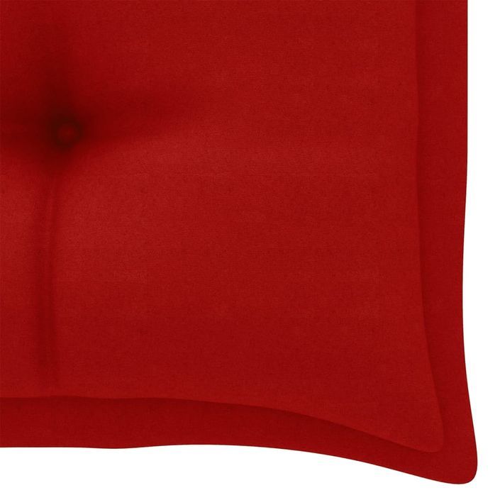 Banc de jardin avec coussin rouge 112 cm Bois de teck massif 2 - Photo n°9