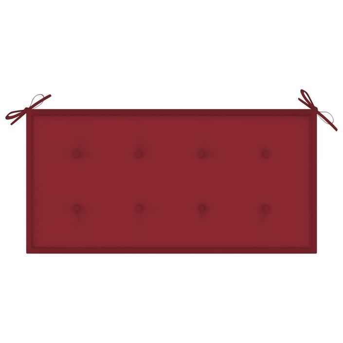 Banc de jardin avec coussin rouge bordeaux 112 cm Teck massif - Photo n°6