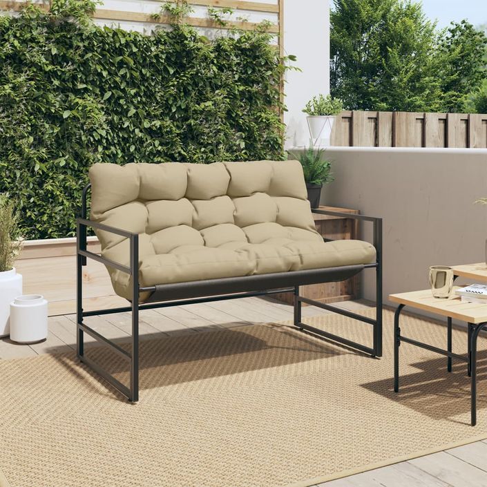 Banc de jardin avec coussin taupe 113 cm acier - Photo n°3