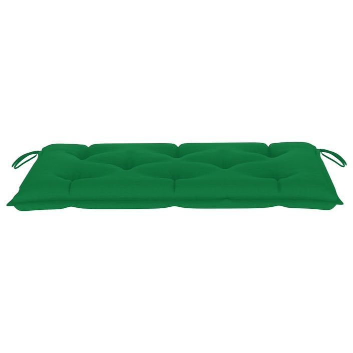 Banc de jardin avec coussin vert 112 cm Bois de teck massif 2 - Photo n°8