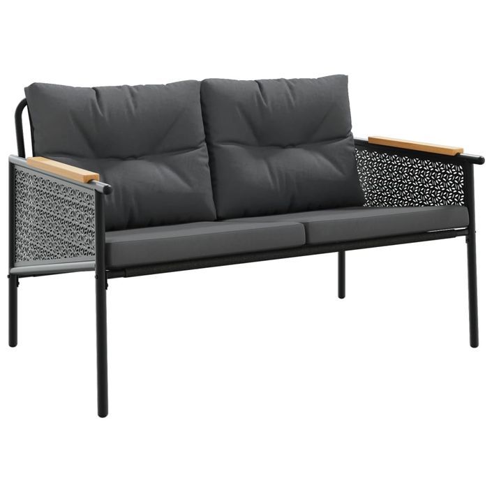 Banc de jardin avec coussins 116 cm noir acier - Photo n°2