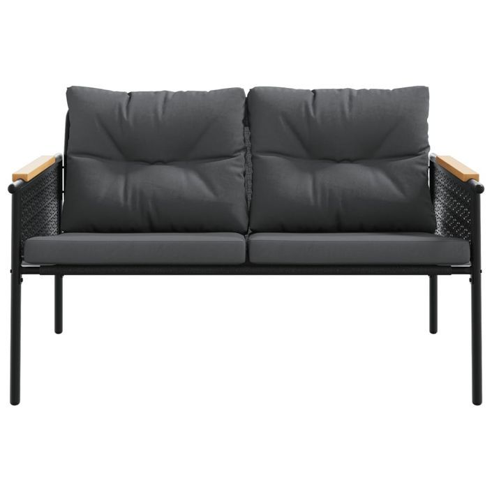 Banc de jardin avec coussins 116 cm noir acier - Photo n°4