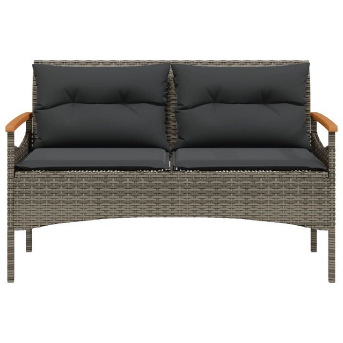 Banc de jardin avec coussins 116x62,5x74 cm gris résine tressée - Photo n°4