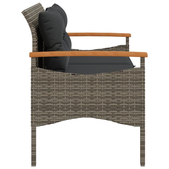 Banc de jardin avec coussins 116x62,5x74 cm gris résine tressée - Photo n°5