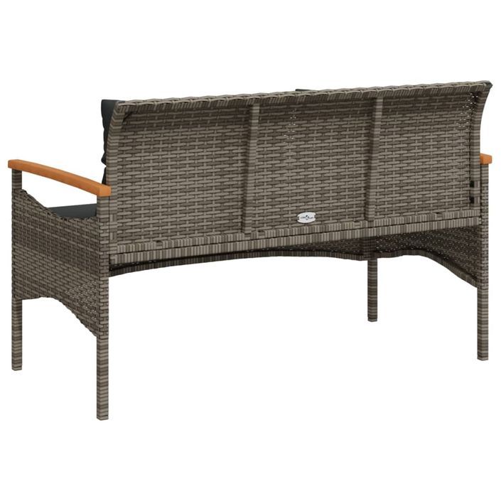 Banc de jardin avec coussins 116x62,5x74 cm gris résine tressée - Photo n°6