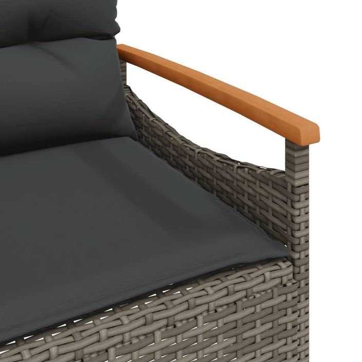 Banc de jardin avec coussins 116x62,5x74 cm gris résine tressée - Photo n°8