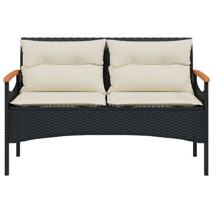 Banc de jardin avec coussins 116x62,5x74 cm noir résine tressée - Photo n°4