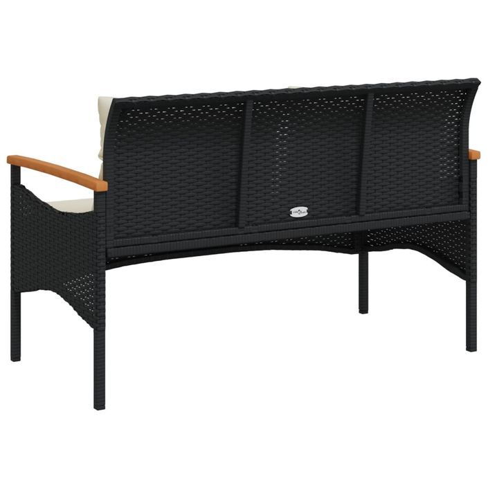 Banc de jardin avec coussins 116x62,5x74 cm noir résine tressée - Photo n°6