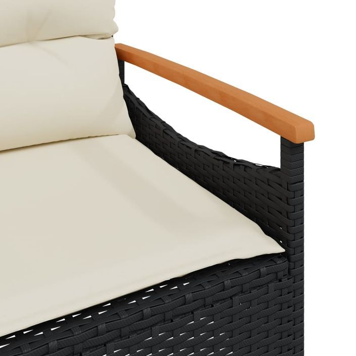 Banc de jardin avec coussins 116x62,5x74 cm noir résine tressée - Photo n°8