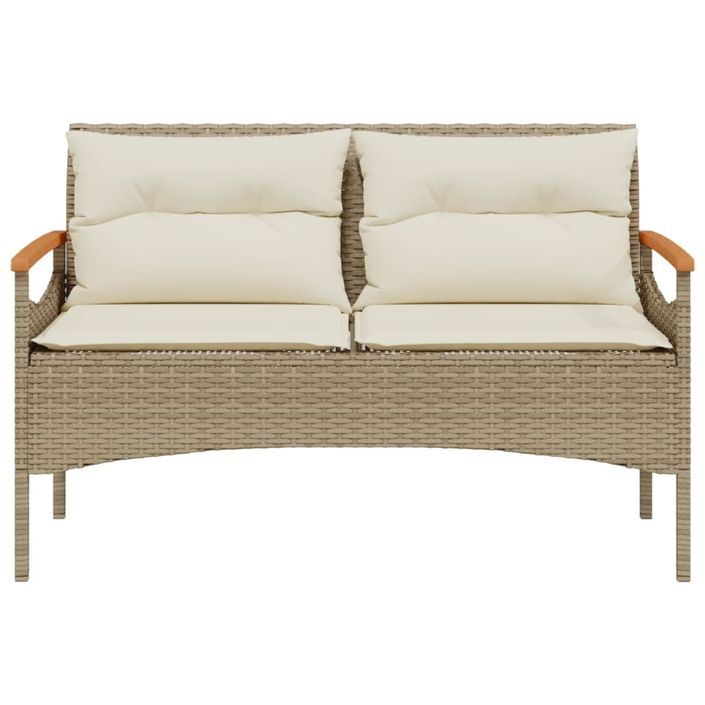 Banc de jardin avec coussins 116x62,5x74cm beige résine tressée - Photo n°4