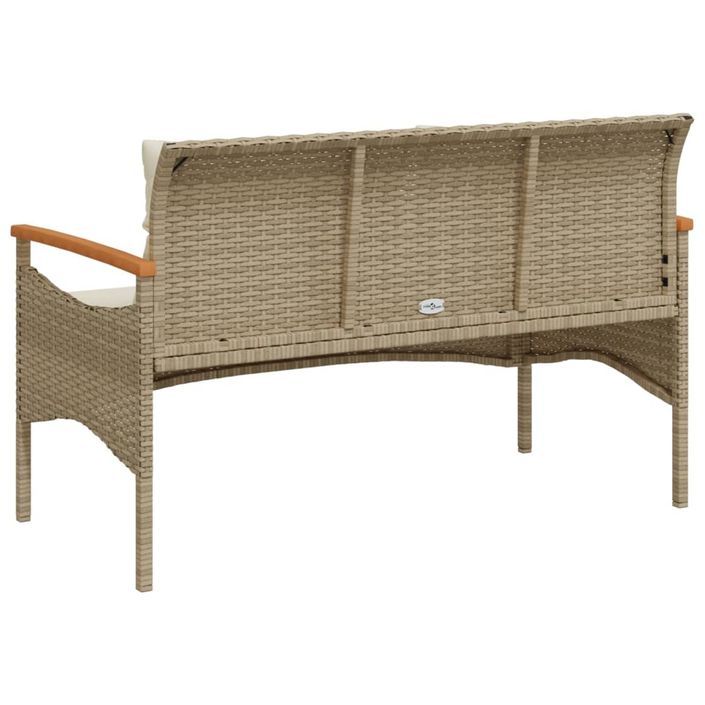 Banc de jardin avec coussins 116x62,5x74cm beige résine tressée - Photo n°6