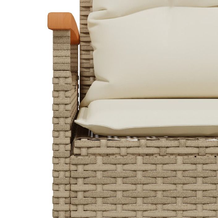 Banc de jardin avec coussins 116x62,5x74cm beige résine tressée - Photo n°7