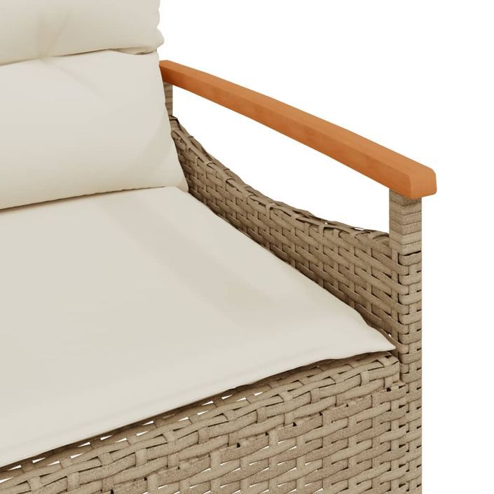 Banc de jardin avec coussins 116x62,5x74cm beige résine tressée - Photo n°8