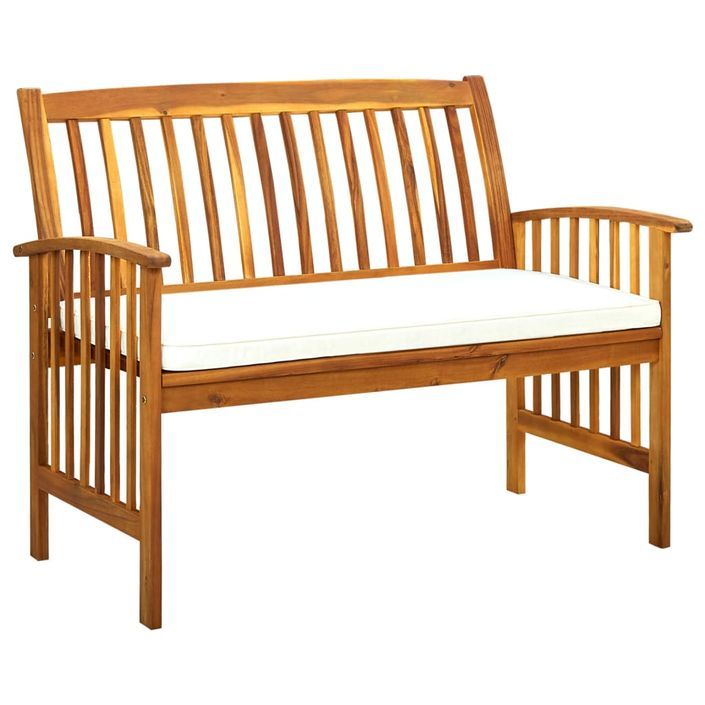 Banc de jardin avec coussins 119 cm Bois solide d'acacia - Photo n°1