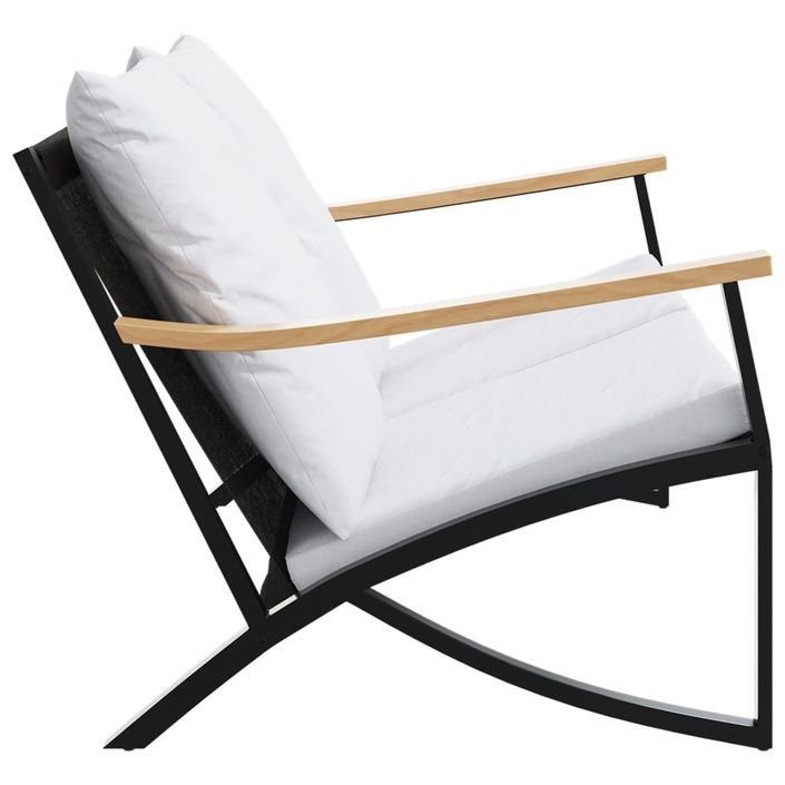 Banc de jardin avec coussins 120 cm noir acier - Photo n°6