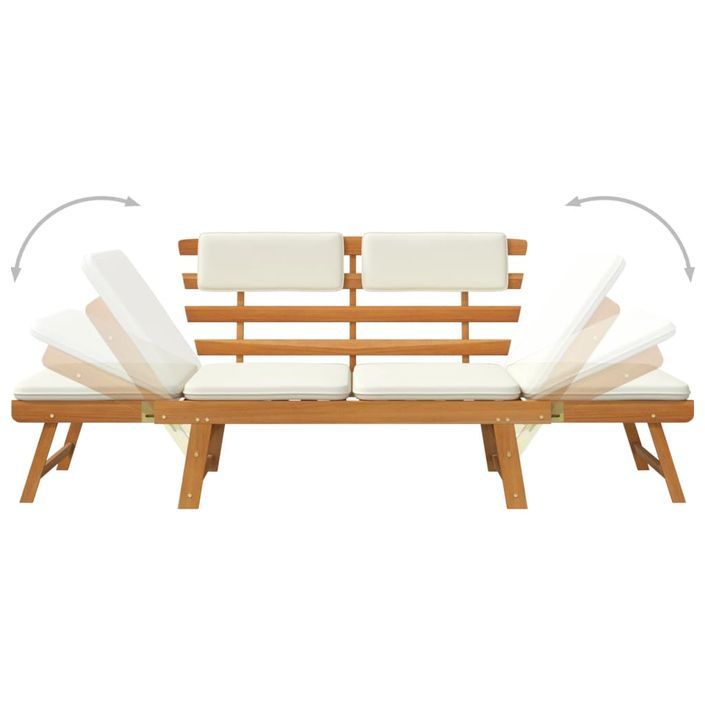 Banc de jardin avec coussins 2-en-1 190 cm Bois d'acacia massif - Photo n°8