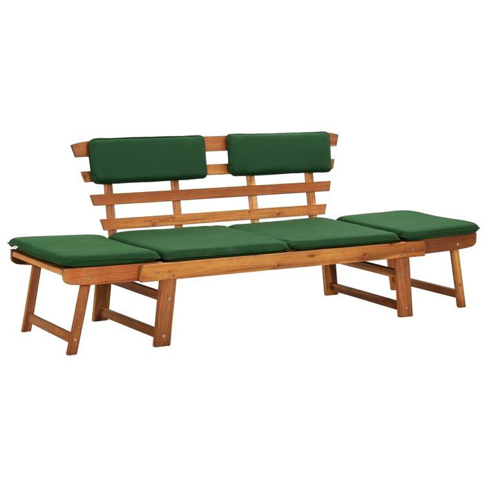 Banc de jardin avec coussins 2-en-1 190 cm Bois solide d'acacia - Photo n°1