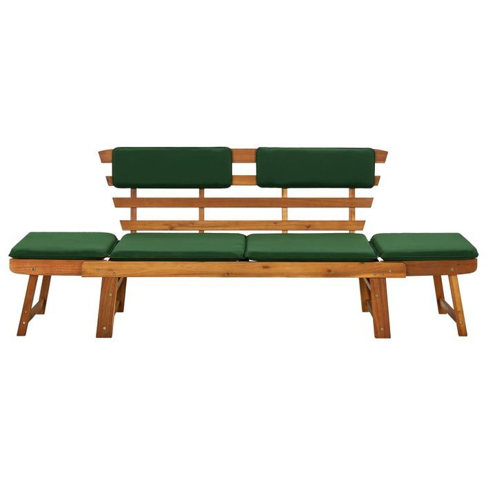 Banc de jardin avec coussins 2-en-1 190 cm Bois solide d'acacia - Photo n°3