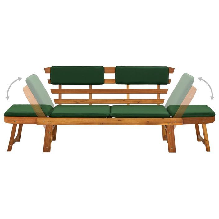 Banc de jardin avec coussins 2-en-1 190 cm Bois solide d'acacia - Photo n°7