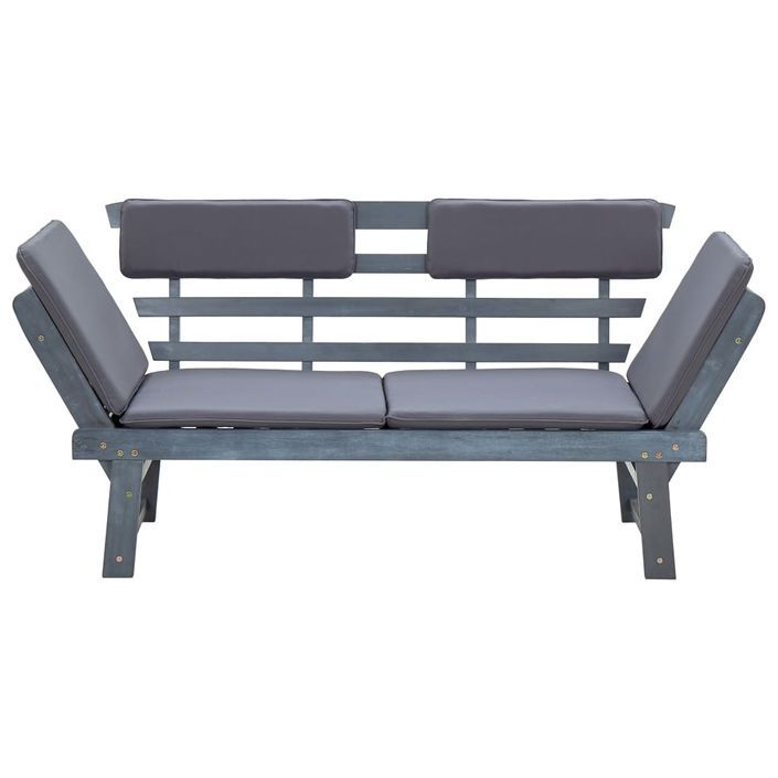 Banc de jardin avec coussins 2-en-1 190 cm Gris Bois d'acacia - Photo n°3