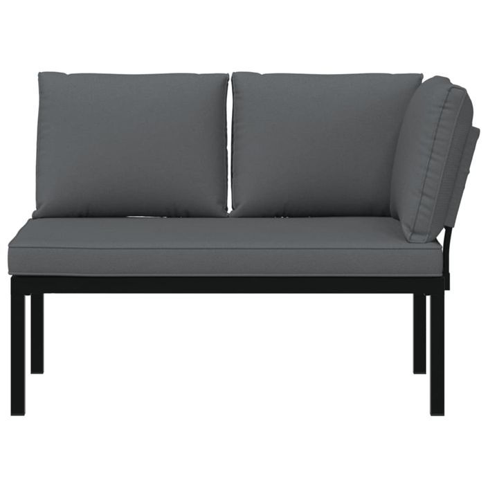 Banc de jardin avec coussins noir aluminium - Photo n°3