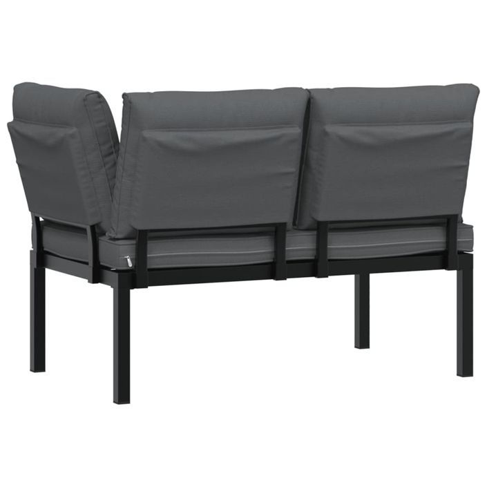 Banc de jardin avec coussins noir aluminium - Photo n°5