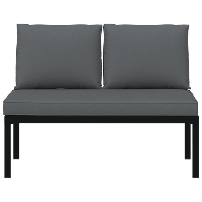 Banc de jardin avec coussins noir aluminium - Photo n°3