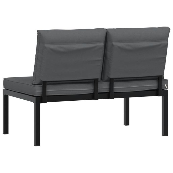 Banc de jardin avec coussins noir aluminium - Photo n°5