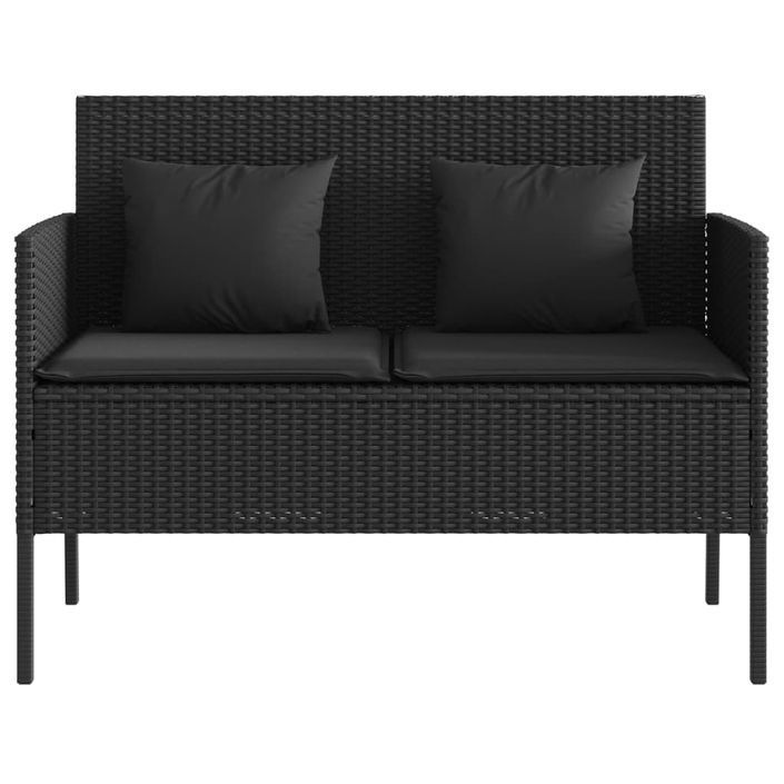 Banc de jardin avec coussins noir résine tressée - Photo n°4