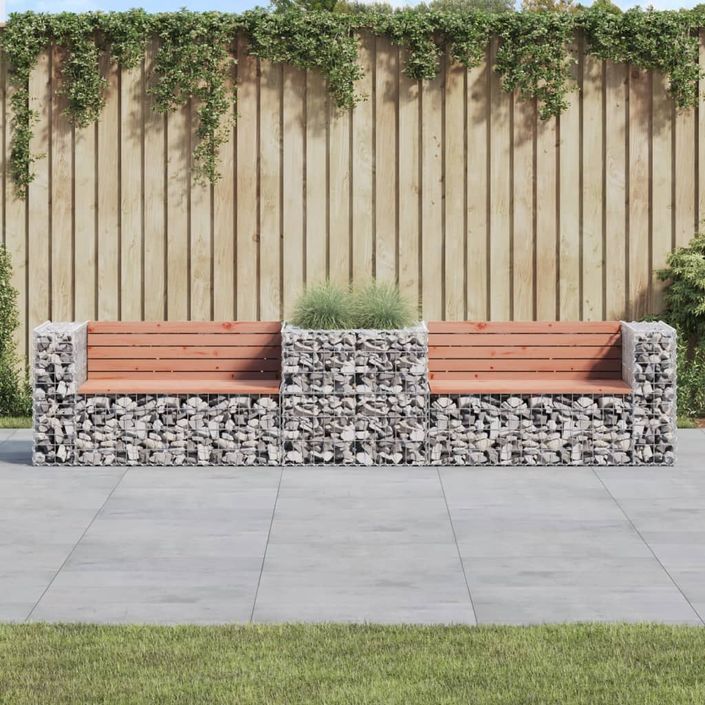 Banc de jardin avec panier en gabion bois massif de douglas - Photo n°2