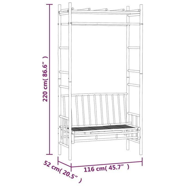 Banc de jardin avec pergola 116 cm Bambou - Photo n°6