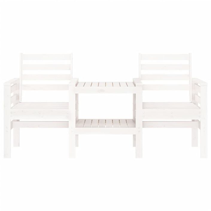 Banc de jardin avec table 2 places blanc bois massif de pin - Photo n°3