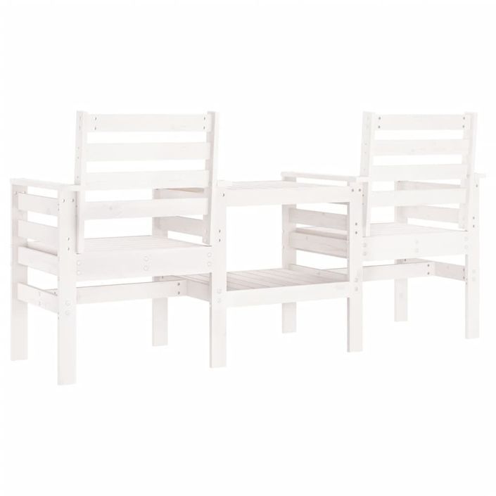 Banc de jardin avec table 2 places blanc bois massif de pin - Photo n°5