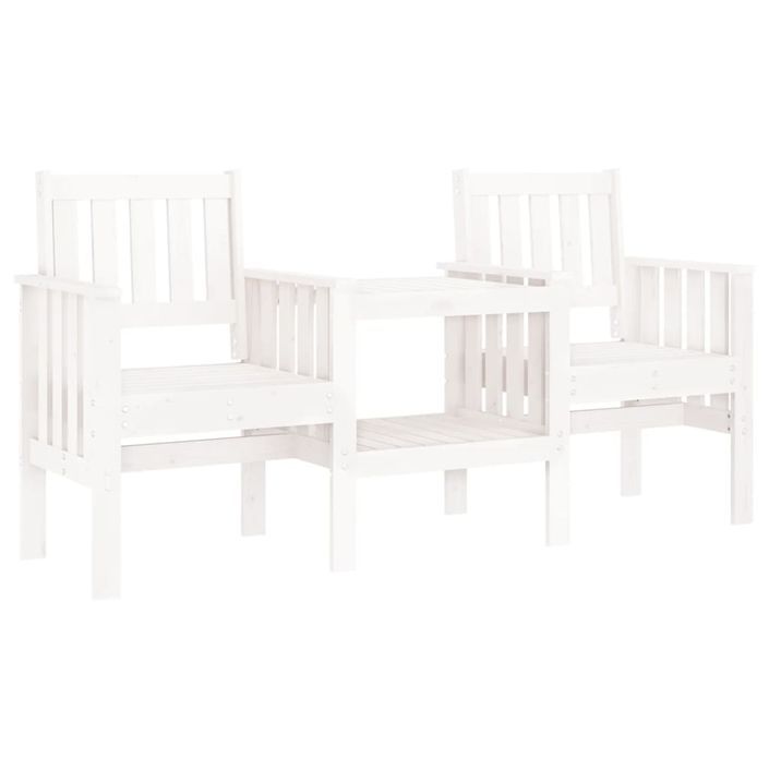 Banc de jardin avec table 2 places blanc bois massif de pin - Photo n°1