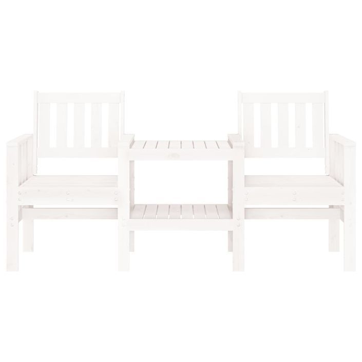 Banc de jardin avec table 2 places blanc bois massif de pin - Photo n°3