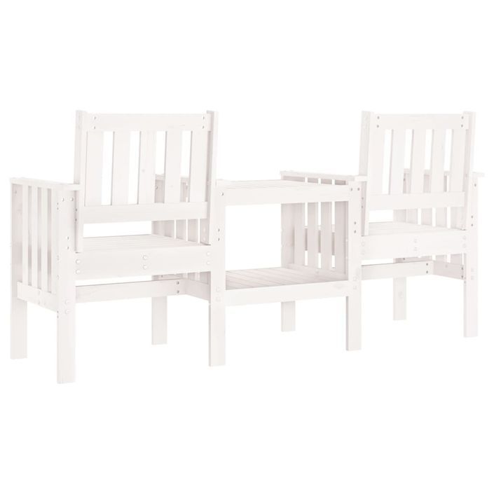 Banc de jardin avec table 2 places blanc bois massif de pin - Photo n°5