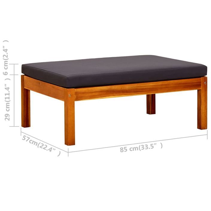 Banc de jardin avec table et repose-pieds Bois d'acacia solide 2 - Photo n°12