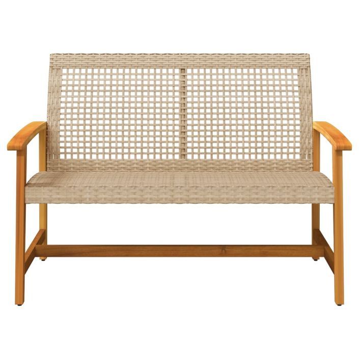 Banc de jardin beige 112 cm résine tressée et bois d'acacia - Photo n°4