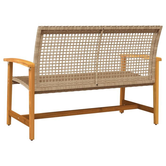 Banc de jardin beige 112 cm résine tressée et bois d'acacia - Photo n°6