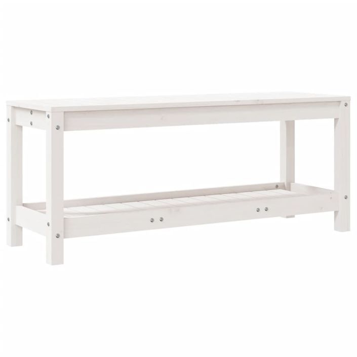 Banc de jardin blanc 108x35x45 cm bois massif de pin - Photo n°1