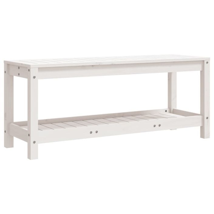 Banc de jardin blanc 108x35x45 cm bois massif de pin - Photo n°5