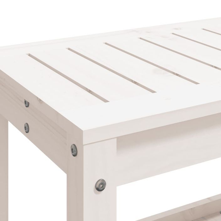 Banc de jardin blanc 108x35x45 cm bois massif de pin - Photo n°7